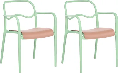 Obrázek produktu pro BELIANI Sada 2 zahradních jídelních židlí zelené plastové stohovatelné retro styl vhodné do každého počasí