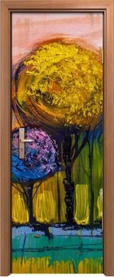 Produktbild von Türposter 70x200 cm Türaufkleber Türtapete Türfolie Klebefolie Herbst Malerei Bäume künstlerisch