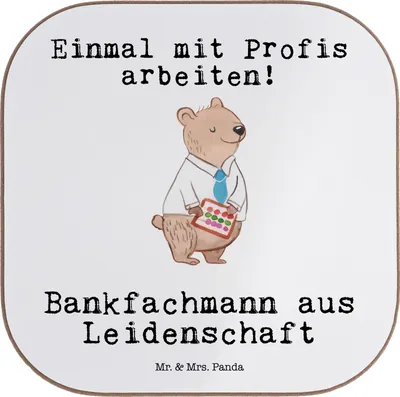 Produktbild von Mr. & Mrs. Panda Untersetzer für Gläser Bankfachmann Leidenschaft - Weiß - Geschenk, Bänker, Spruch, Tischuntersetzer, Ausbildung, bieruntersetzer, Beruf, Coaster, Lustig