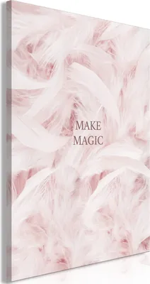 Produktbild von Vliesstoff Leinwandbild - Pink Feathers (1 Part) Vertical 60x90 cm Text m-C-0462-b-a