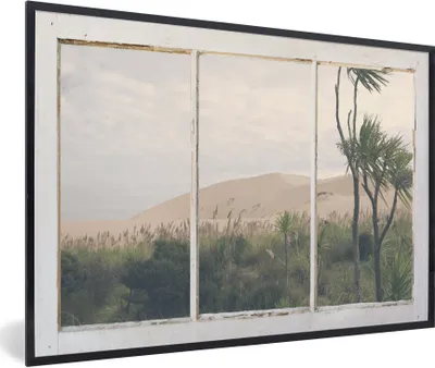 Produktbild von MuchoWow® MuchoWow® Gerahmtes Poster Aussicht - Düne - Strand 60x40 cm - Poster mit zchwarzem Bilderrahmen - Printing - Wanddeko Schlafzimmer