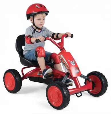 Kinder-Gokart mit Pedalen, verstellbarer Sitz, bis 30 kg, rot