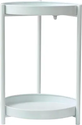 Image de Support à plantes métallique à deux tours - Blanc - D 31 cm H 43 cm