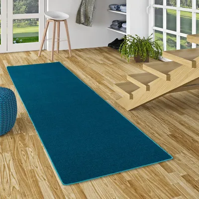 Produktbild von Hochflor Velours Läufer Teppich Luna Petrol, Größe:80x160 cm