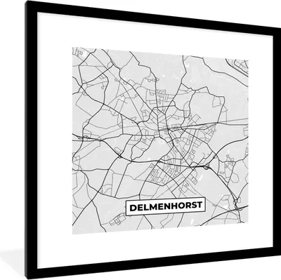 Produktbild von MuchoWow® Gerahmtes Poster Delmenhorst - Karte - Stadtplan - Deutschland 40x40 cm - Poster mit Schwarzem Bilderrahmen Wandposter Rahmen Foto Bilder - Poster - Plakat im Rahmen