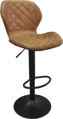 Productafbeelding van Barstoel MABEL - Polyurethancognac - Verstelbare hoogte 90-111 cm - Metalen poten - Vintage stijl
