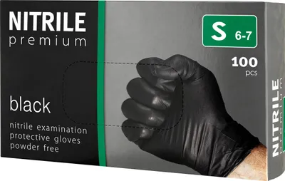 Produktbild von PREMIUM puderfreie Nitrilhandschuhe [S] 100 Stück schwarz
