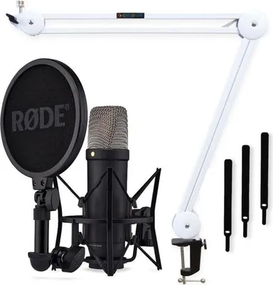 Produktbild von Rode NT1 5th Generation Mikrofon Schwarz mit Stativ-Arm in Weiss