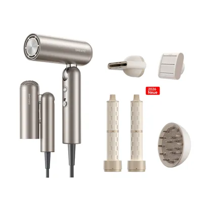 Produktbild von DREAME Pocket Pro Haartrockner,3 klappbare Formen,300g,110K U/min Motor,300M negative Ionen/cm³,konstant 57°C,40s NTC-Trocknung,2026 Neue Version,Gold