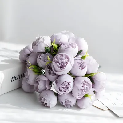 Produktbild von Kunstblumen Blumenstrauß Pfingstrosen Kunstpflanzen lila