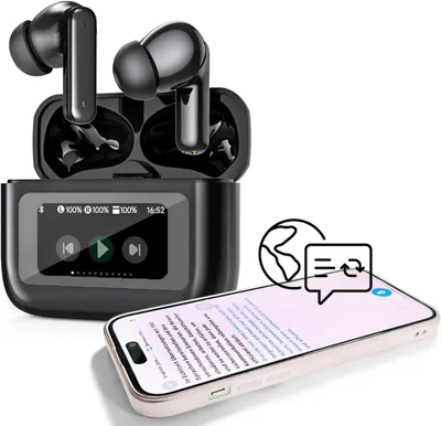 Produktbild von mit Bildschirm Kopfhörer mit Touchscreen Aktive Noise Cancelling in Ear ANC Translator Headphones Ear Buds Echtzeit Übersetzer Kopfhörer Übersetzung