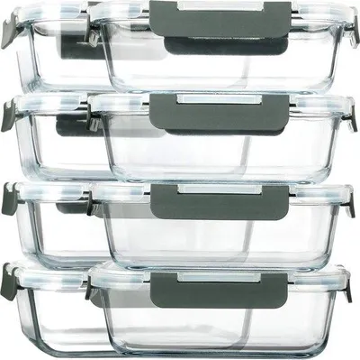 Produktbild von Gläserne 860 ml Füllungsbehälter für Lebensmittel, Geschirr, Mikrowelle und Gefriergerät - leckfrei,