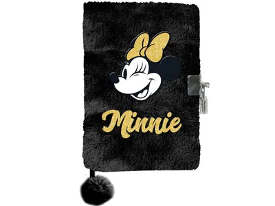 Image de Journal Disney Minnie Mouse A5, pailleté - ligné avec serrure - 15 x 21 x 3 cm - noir