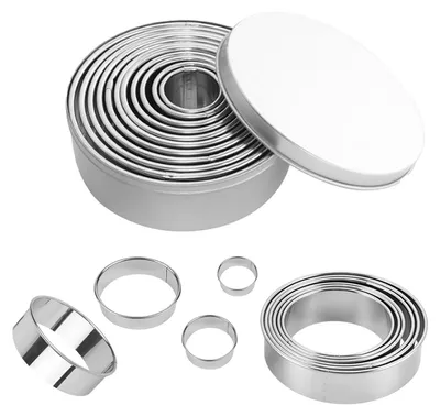 Produktbild von Rundes Ausstechformen-Set, 12-teiliges ringförmiges Ausstechformen-Set, runde Ausstechformen mit Aufbewahrungsbox, Edelstahlformen, DIY-Küchenzubehör