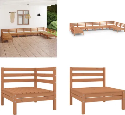 Produktbild von vidaXL 10 tlg. Garten Lounge Set Honigbraun Massivholz Kiefer - Gartenmöbel Set - Gartenmöbel Sets - Gartengarnitur - Gartengarnituren