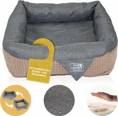 Produktbild von DEAR DARLING DD-06 Luxus Hundebett Braun Anthrazit Gr. L 80x80cm Memoryschaum Matratze Katzenbett Hundekörbchen Katzenkörbchen Tierbedarf Haustierzubehör Katzenbedarf Hundebedarf Hundezubehör Katzenzubehör