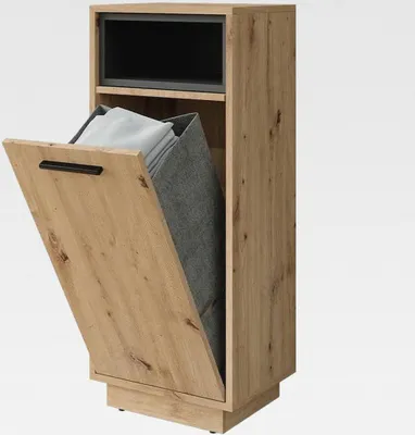 Produktbild von Wäscheschrank Artisan Eiche/Anthrazit Beatrice 38x93x30 cm - Schrank für die Schmutzwäsche, Platzsparende Kombination aus Schrank & Wäschekorb