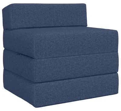Image de Canapé-lit pliant vidaXL bleu 200 x 70 x 15 cm en tissu