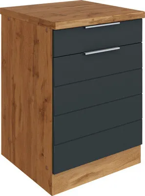 Produktbild von Held Möbel Auszugunterschrank Florenz BxTxH 60 x 60 x 82 cm grau matt zerlegt Anschlag reversibel 416.2.6293