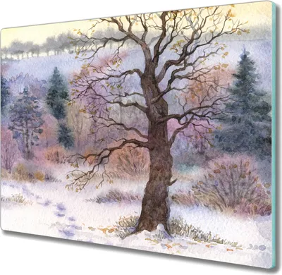 Produktbild von Coloray Hackbrett Küchenbrett Kochplattenabdeckung Schneidebrett Herdabdeckplatte 60x52 cm - Wald Winter Natur