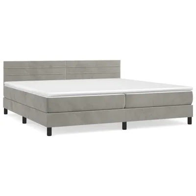 Obrázek produktu pro vidaXL Postel Boxspring s matrací Light Grey 200x200 cm Velvet