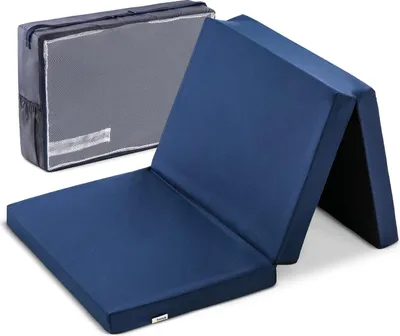 Obrázok produktu pre Pohodlný skladací matrac 60 x 120 cm, hrúbka 6 cm, modrý hrací koberec