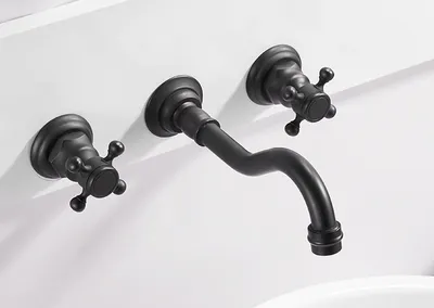 Immagine prodotto di Rubinetto per lavabo a parete nero retrò KRAN SIRELLA LAUFERI
