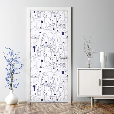 Produktbild von Dekorative Türposter selbstklebend Klebefolie Wandaufkleber Türaufkleber Geometrische Stadt 77 x 200 cm