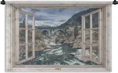 Produktbild von MuchoWow® Wandteppich Wandbehang Aussicht - Brücke - Wasser 120x80 cm Tapisserie Dekoration Wandtuch - Wanddekorationen - Wandtücher