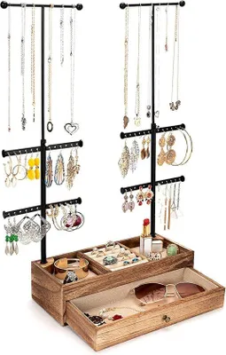 Image de Support à bijoux réglable en hauteur – Présentoir à bijoux pour colliers, boucles d'oreilles, bagues et bracelets
