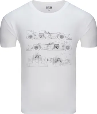 Produktbild von Diarbo Herren T-Shirt mit Blaupausen Druck Formel 1 Weiß Gr.XXXL