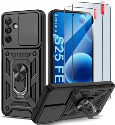 Produktbild von Panzertasche SCHWARZ SLIDE für Samsung S25 FE VERSTÄRKT + 2x Glas 9H