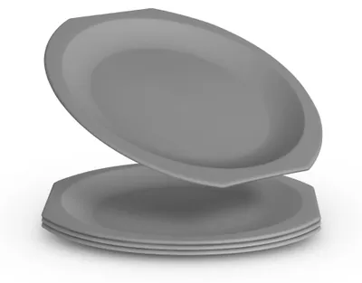 Productafbeelding van Kunststof borden - BPA-vrij (diameter 23 cm) - Grijs - Set van 4