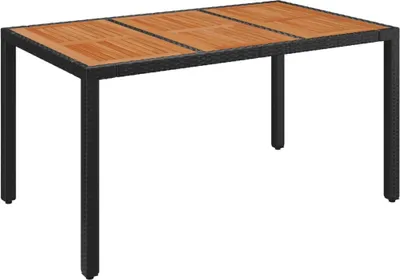 Image de vidaXL Table de jardin avec plateau en bois noir 150x90x75 cm Poly rotin
