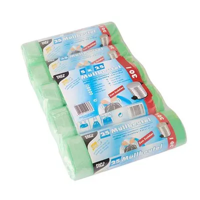 Produktbild von Müllbeutel mit Zugband, HDPE 30 l 62 cm x 55 cm grün 16 my