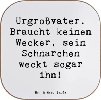 Produktbild von Mr. & Mrs. Panda untersetzer bedruckt Urgroßvater Schnarchen - Weiß - Geschenk, Jubiläen, Getränkeuntersetzer Personalisiert, Flaschenuntersetzer, Personalisierter, Ahnen