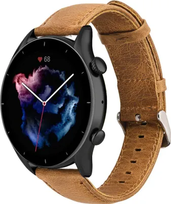 Produktbild von Strap-it Amazfit GTR 3 (Pro) Lederarmband (Braun)