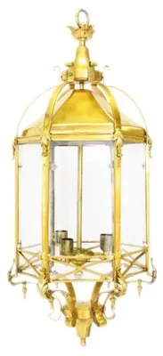 Produktbild von Casa Padrino Barock Hängeleuchte Gold -  Laternen-Leuchte aus Messing und Glas - 110 cm x 50 cm