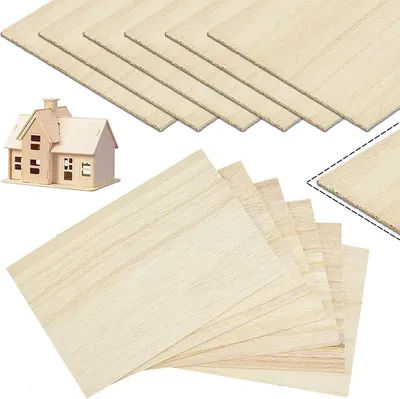 Productafbeelding van Houten Planken, 12 stuks, 200 x 100 x 2 mm, vierkant, licht en dun, voor knutselmodel