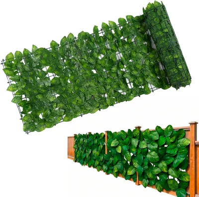 Zdjęcie produktu dla Osłona ogrodzeniowa z tworzywa, ze sztucznymi liśćmi, 1.6x3 m, obracane liście, elastyczna, do ogrodu