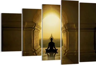 Produktbild von Bild auf Leinwand - Leinwandbild - 5 Teile - Meditation Tempel Schatten - 150x100cm - Wand Bild - Wanddeko - Wandbilder - Leinwanddruck - Bilder - Wanddekoration - Leinwand bilder - EG150x100-4474