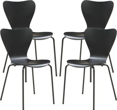 Immagine prodotto di Sedia da pranzo 'Essunga' set di 4 legno metallo 80 x 48 x 46 cm nero