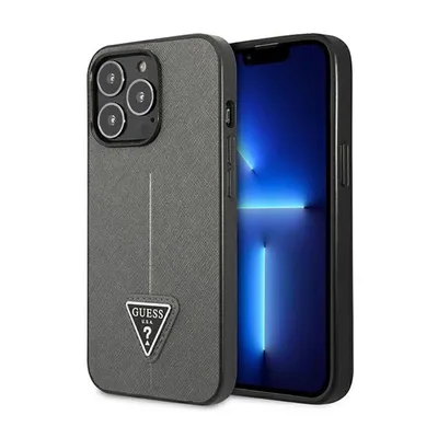 Produktbild von Guess Guhcp14Lpsatlg Iphone 14 Pro 6.1 Silber/Silber Hardcase Saffianotriangle Logo