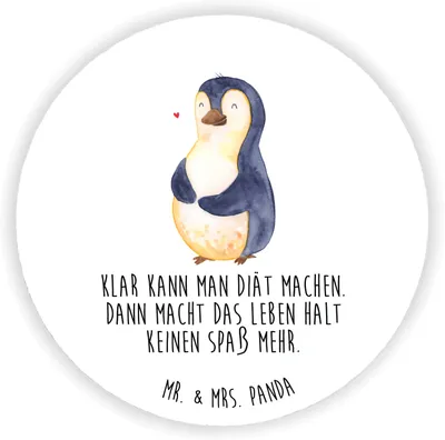 Produktbild von Mr. & Mrs. Panda magnet Pinguin Diät - Weiß - Geschenk, für kühlschrank, Kühlschrankmagnet, Pinguine, haftmagnet, Abnehmen, magnettafel, Bauch, pinnwand, Gewicht
