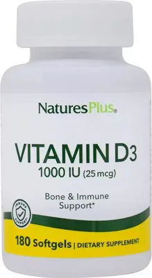 Produktbild von Natures Plus Vitamin D3 - 1000 IU - 180 Softgels