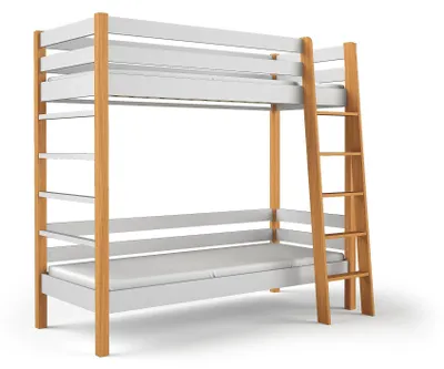 Produktbild von Masseno Etagenbett ZELDA 80x190 cm mit Rausfallschutz, Kinderbett mit Leiter für Mädchen und Jungs, Stockbett,Weiß