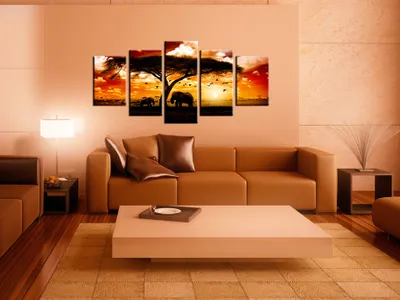 Produktbild von Akustikbild Afrika 200x100 cm Bilder Akustikschaum Hochleistungsschallabsorber Schallschutz Leinwand 5 tlg Wandbild Raumakustik Schalldämmung 051378