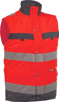 Produktbild von DASSY® Bilbao Warnschutz Weste NEONROT/ZEMENTGRAU Gr.L Länge: STANDARD