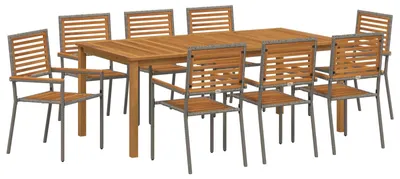 Immagine prodotto di vidaXL Set da pranzo da giardino, 9 pezzi, grigio, legno massello di acacia
