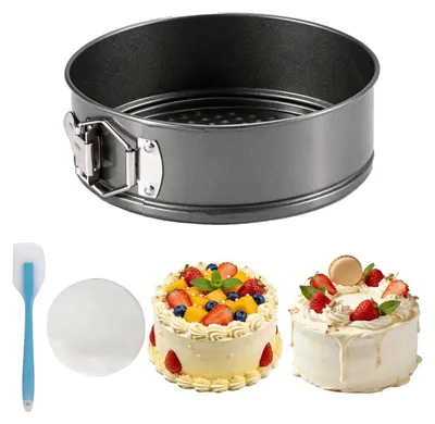 Image de Moule à charnière de 28 cm, rond, avec revêtement antiadhésif et accessoires, de couleur noire